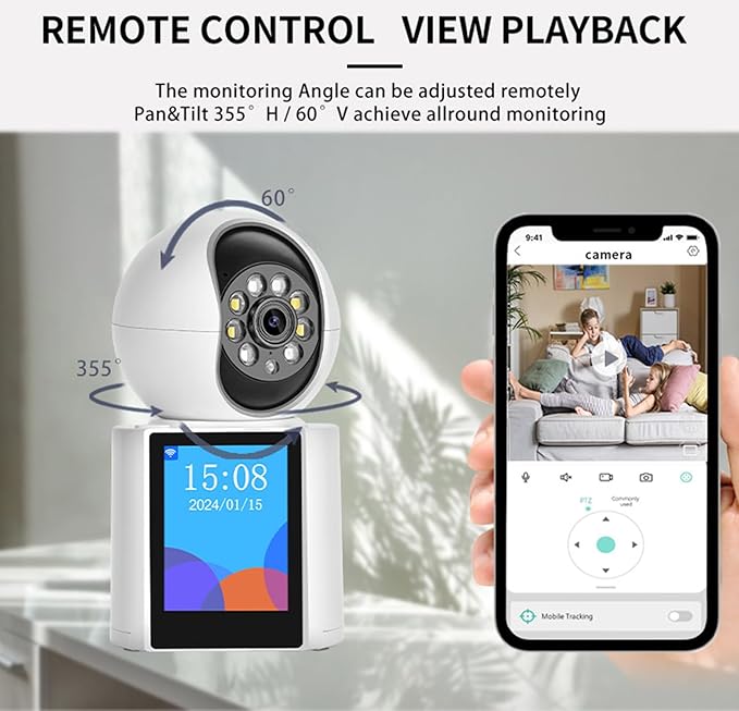Video Call Security Camera, Indoor Camera for Home with App, 2K Full Color Night Vision, One-Click Call Two-Way Video, Ease to Set up, Motion Detection, Auto Tracking, Child Elder Dog Pet