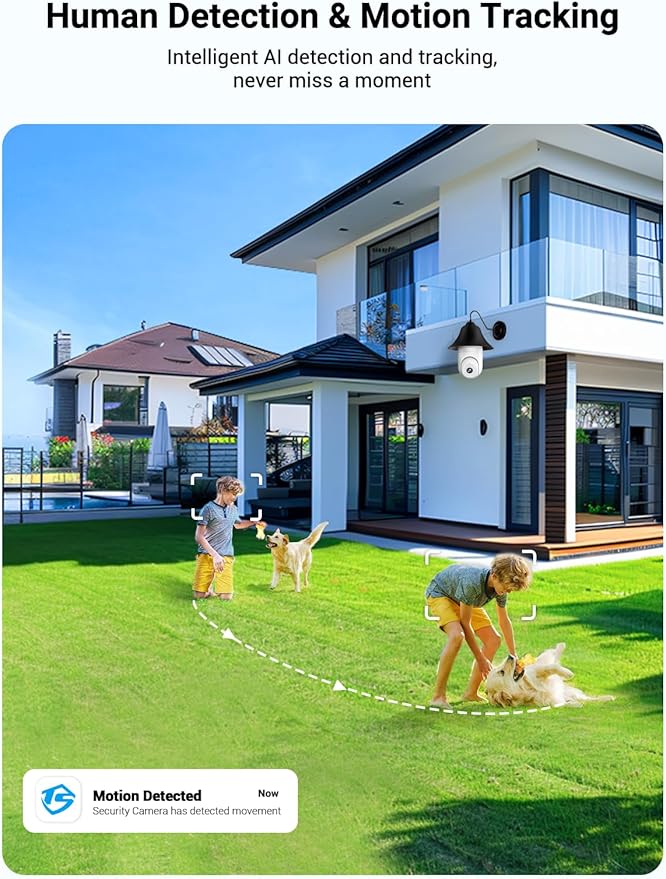 Light Bulb Security Camera Wireless Outdoor Indoor, 5G&2.4G WiFi Security Cameras with Patrol Function, AI Human Detection, Motion Tracking, Two-Way Talk, Color Night Vision, Alarm, 24/7 Recording