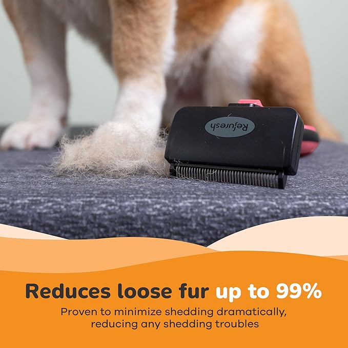 Deshedding Dog Brush for Short/Medium Hair (Small,Pink) – Gentle Deshedding tool for Dogs & Cats – Reduces shedding, without damaging topcoat. Removes Loose Fur & Dead Undercoat.