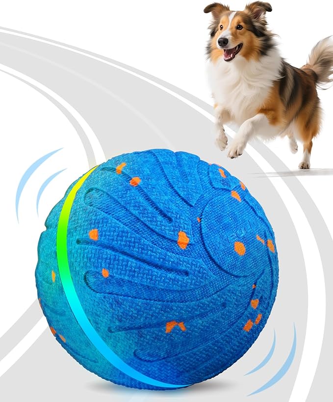 Smart Interactive Dog Balls, Automatic Moving Ball for Medium and Large Dogs, E-TPU New Material, Motion Activated Rolling & Rotating Bouncy Toy for Dog Enrichment & Stimulation