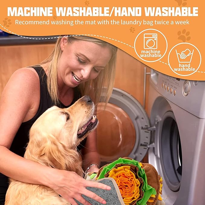 Large Snuffle Mat for Dogs 40'' x 27.5'' Sniff Mat with Hedgehog Puzzle Toy Squeaky Mushrooms Interactive Toys Portable Feeding Mat for Foraging Skills