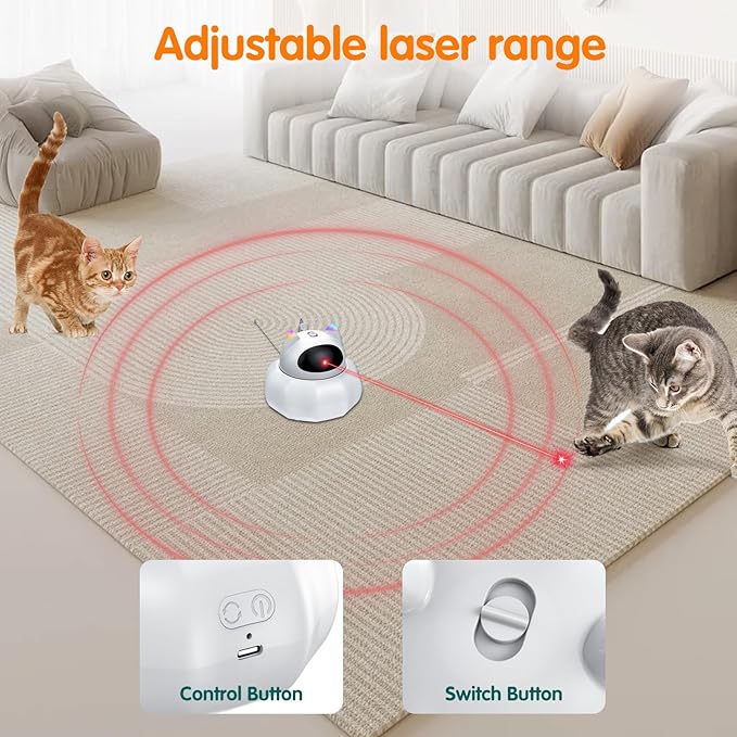 VIWIK Cat Laser Toy Automatic, 4 in 1 Interactive Cat Toys for Indoor Cats, Hide and Seek Kitten Wand Toy, USB Rechargeable Electronic Kitten Toys with Moving Feather, Cover for Bored Cats All Breeds