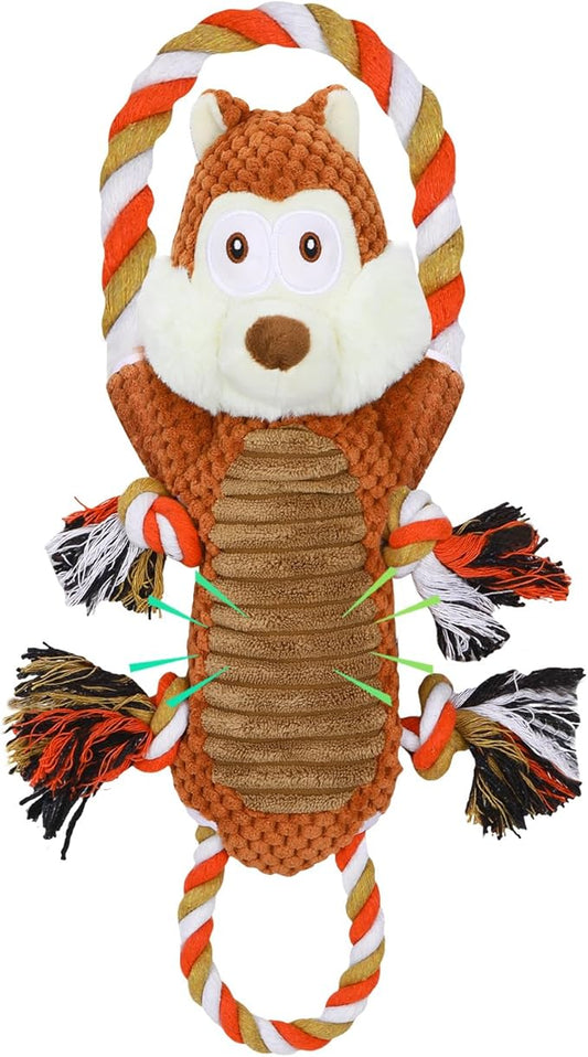 Rope-Infused Squeaky Dog Toys for Large Dogs, Interactive Tug of War Puppy Toy, Cute Pet Toys Large Plush Dog Chew Toys for Small, Medium and Big Dogs