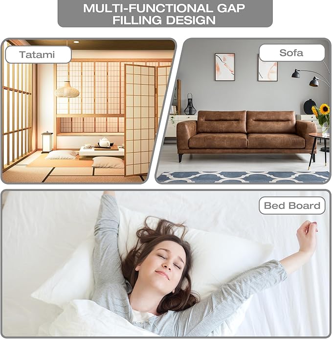 King Size Bed Wedge Pillow Gap Filler/Headboard, Long Triangle Edge Corner Pillows for Bed Gap Filler King Couch Dorm Apartment Home Essentials 10x6x76in, Dense Foam, Pockets, Prevents Things Drops