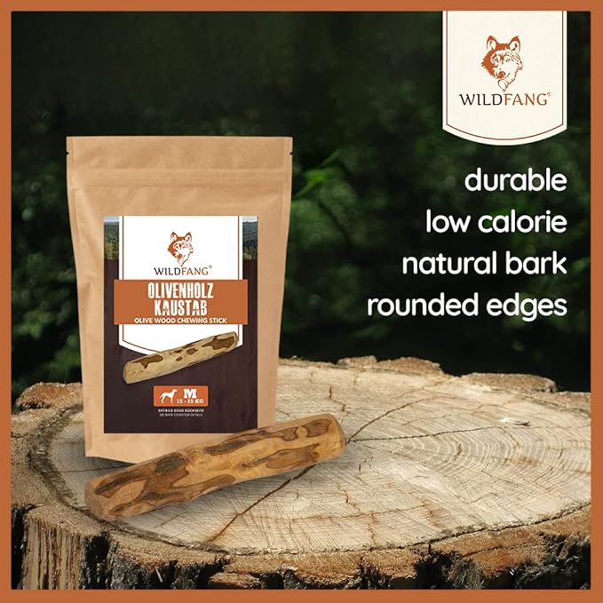 Wildfang® Olive Wood Chewing Sticks for Dogs, Medium - Tough Chew Toys for Aggressive Chewers, Puppy Chew Toys for Teething, Training for Chewing Muscles, Olive Wood Stick for Dog (33-55lbs)