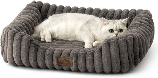 Orthopedic Dog Bed for Small Dogs & Medium Dogs - Washable Rectangle Pet Bed with Anti-Slip Bottom, Soft Calming Cat & Puppy Bed for Indoor Pets (30"x23"x7", Grey)