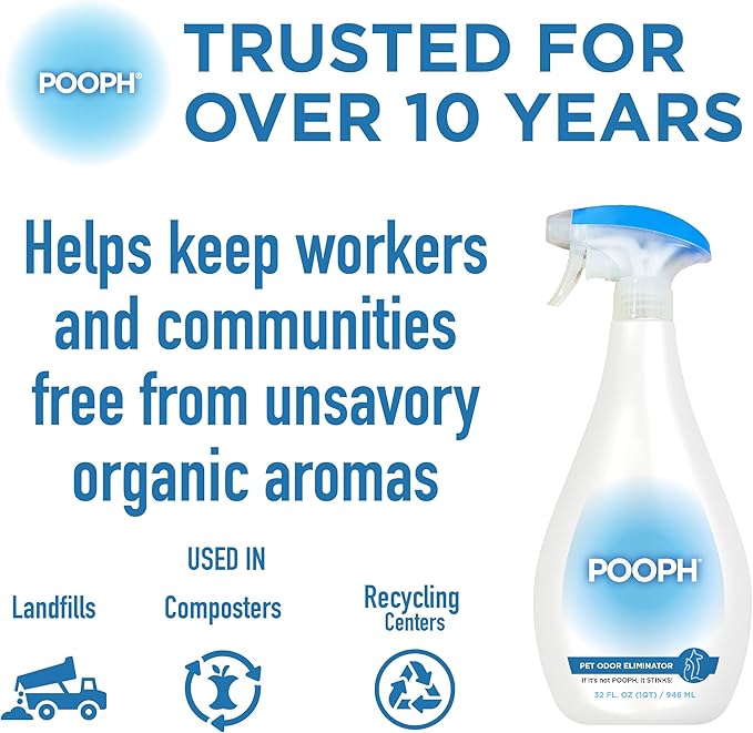 Pooph Pet Odor Eliminator, 32oz Spray, 2-Pack - Dismantles Odors on a Molecular Basis, Dogs, Cats, Freshener, Eliminator, Urine, Poop, Pee, Deodorizer, Natures, Puppy, Fresh, Clean, Furniture, Potty