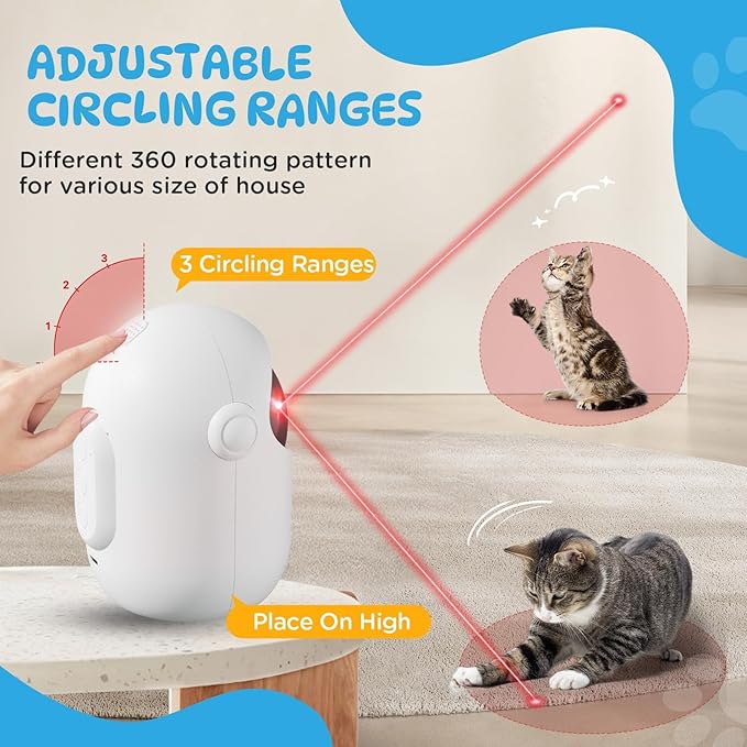 Cat Toys for Indoor Cats, Cat Laser Pointer Toy, Rechargeable Automatic Cat Toy with Timer & Speed Modes, Ideal Interactive for Cats Dogs Training and Exercise