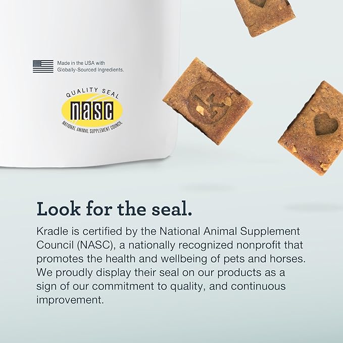 Kradle Bliss Bars for Dogs - Peanut Butter Flavored Calming - GABA L-Theanine - On The Go Packaging - Supports a Calm Demeanor - 12 Bars