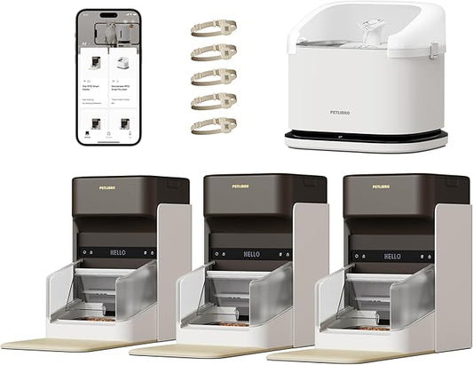 PETLIBRO RFID Automatic Cat Feeder & Water Fountain – Collar Tag Activated, Personalized Feeding & Fresh Water for Multi-Pet Homes, Wi-Fi Programmable Combo with Cat Recognition & Diet Tracking