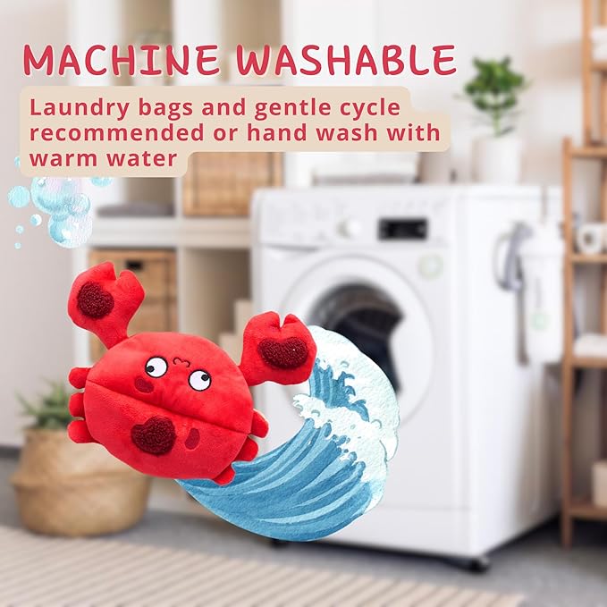 Interactive Dog Toys, Squeaky Crinkle Plush Puzzle Hide Seek Puppy Toys to Keep Them Busy â Cute Stuffed Dog Chew Toys for Small, Medium Breed, Dog Birthday Gifts - Crab