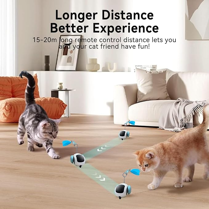 Turbo Tail 5.0 Remote Control Cat Toy, Interactive Cat Toys for Indoor Cats, Automatic Kitten Toys with 2-Speed Adjustment, Remote Control & Rechargeable Exercise Cat Toys for Bored Indoor Adult Cats