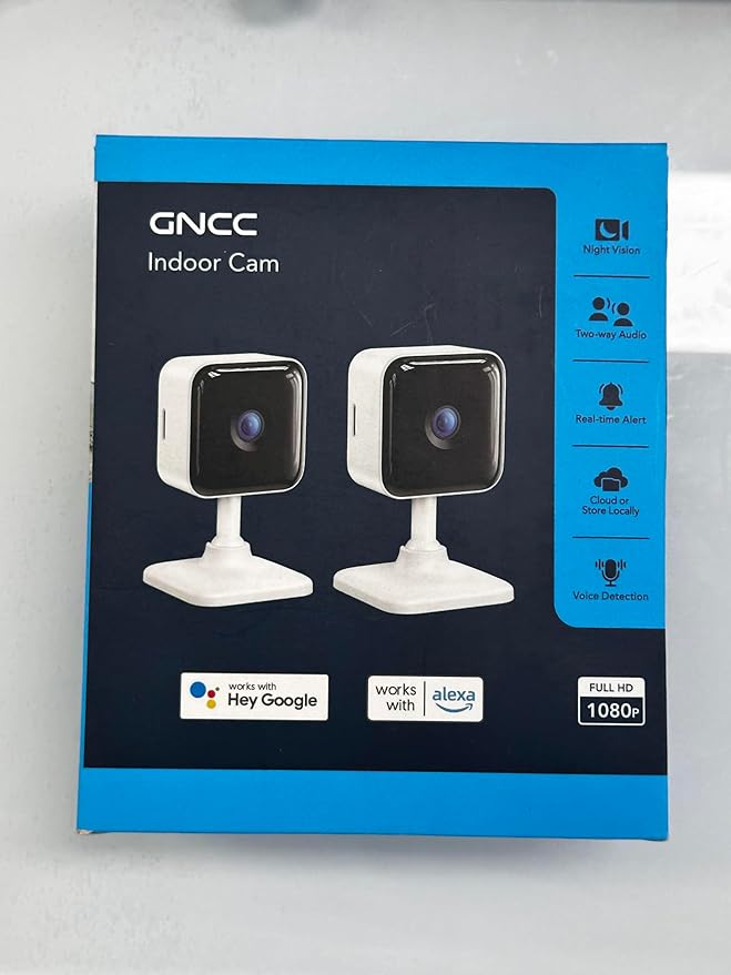 GNCC Indoor Security Camera, 2 Packs 1080PCameras for Home Security Wi-Fi Cameras, Motion/Sound Detection, Night Vision, 2-Way Audio, Real-Time Alert, Cloud & SD Card Storage, 2.4G WiFi Only