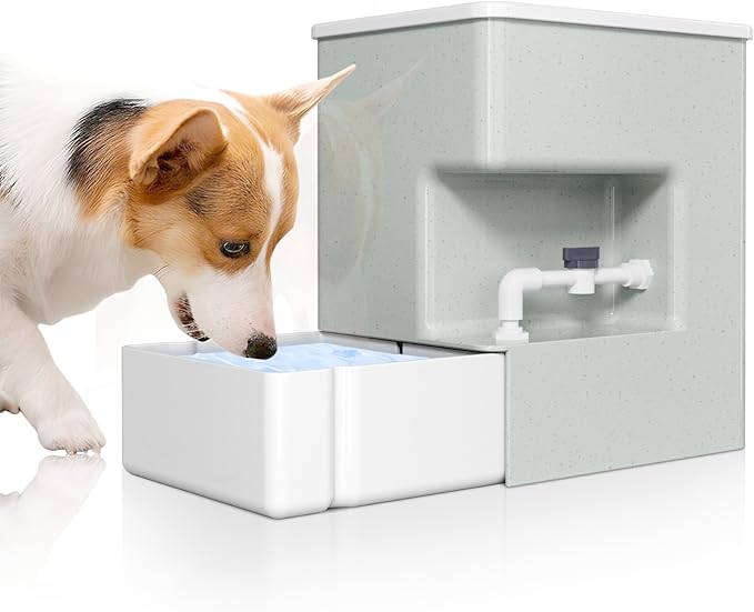 Automatic 8L Pet Waterer - Gravity Water Dispenser for Cats, Puppies, and Dogs.Prevents Dirty Water Backflow, Easy to Refill(White, Green, White)