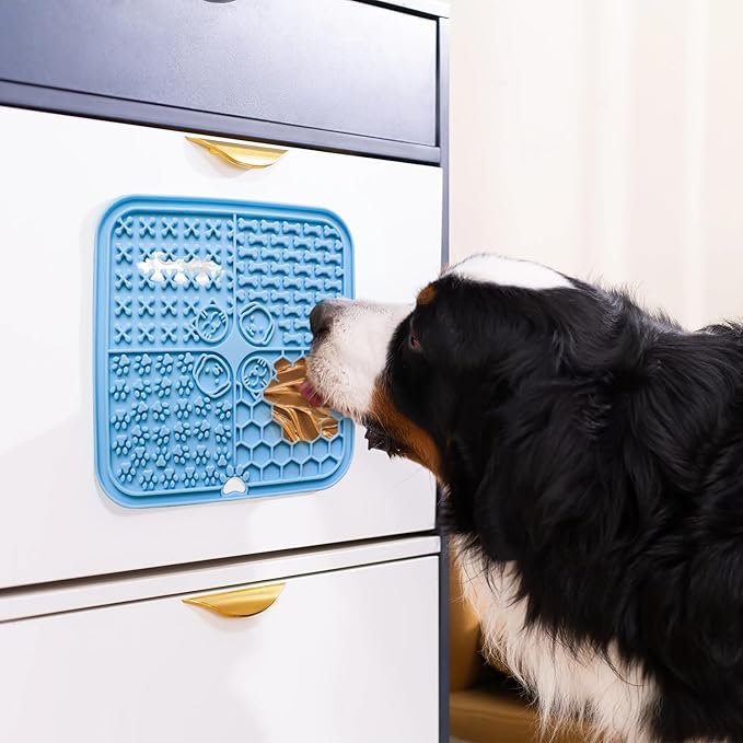 3 Pcs Licking Mat for Dogs and Cats Set, 3 Lick Mats with Suction Cups for Dog Anxiety Relief, Cat Lick Pad,3 Spoons and 3 Silicone lids for pet Canning(9 Pcs in Total)