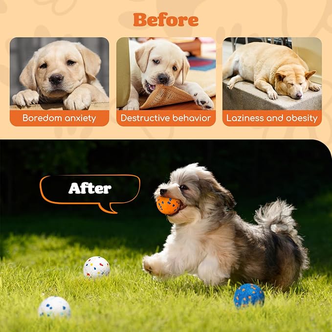 Nobleza Dog Ball Toy Tennis Bouncying Training Balls, Aggressive Chewer Teething Durable Floating Dog Tennis Balls, Interactive Pet Popcorn Ball for Medium Small Pet Puppy, 8 PCS