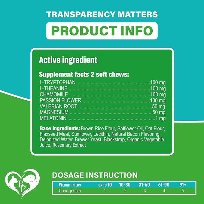 Beloved Pets Calming Chews for Dogs & Puppy - Pet Separation Anxiety Relief Soft Treats & Calm Behavior Aid - Melatonin for Sleep- Anti Stress Treatment Help with Thunder- Made in USA