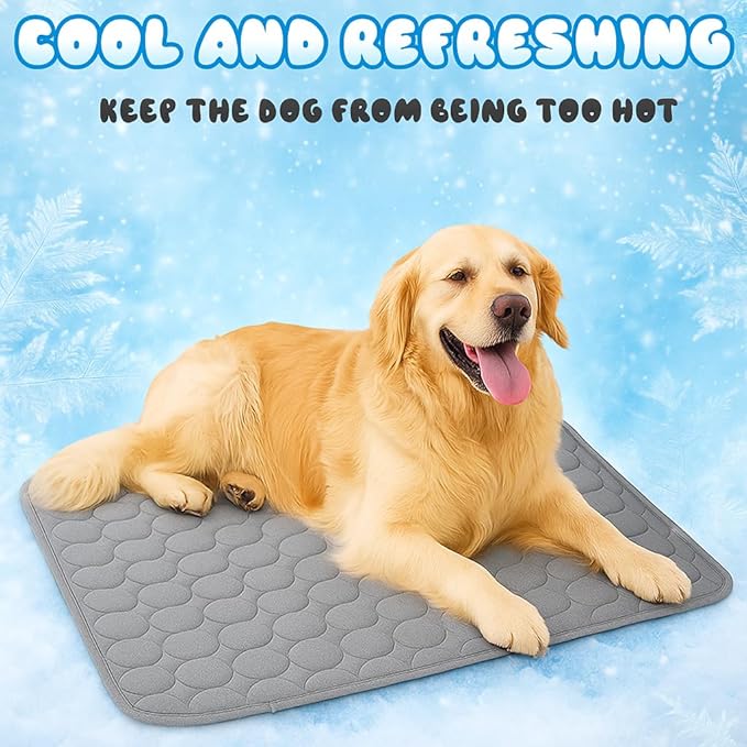 Dog Cooling Mat, 39" x 29" Mat for Large Dogs, Internal Waterproof& Endothermic Color Changing Arc-Chill Cool Fiber(QMAX>0.5) for Pet in Summer, Washable, Non-Toxic(Elegant Grey 1PCS)