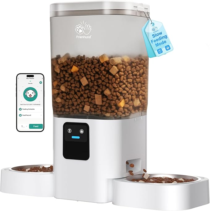 Automatic Cat Feeders 2 Cat with Slow Feed: Dual Automatic Dog Feeder with 5G WiFi, cat Food Dispenser with Alexa for Multiple Pets, Detachable for Easy Clean - 29 Cup(7L Large Capacity)