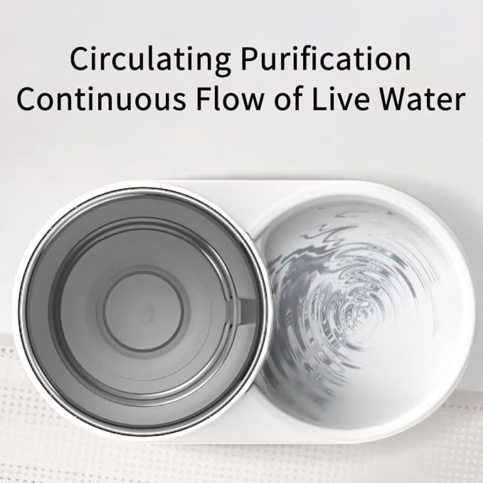 RIZZARI Gravity Water Bowl Dispenser for Cats: 3L White 100% BPA-Free Automatic Dispenser Home Use