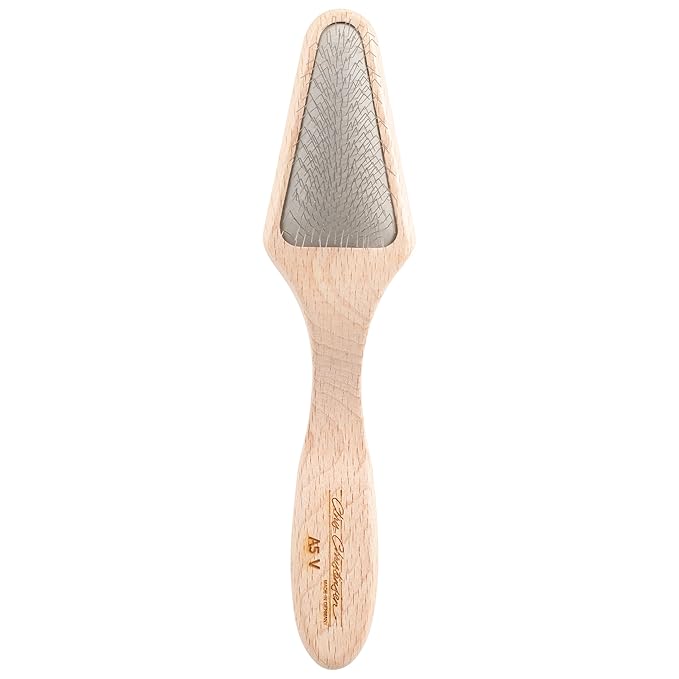 Chris Christensen Dog Brush, Mark V Triangle Slicker Brush, Groom Like a Professional, Stainless Steel Pins, Lightweight Beech Wood Body, Ground and Polished Tips