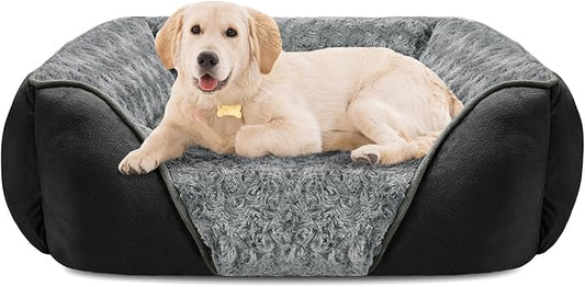 INVENHO Large Dog Bed Rectangle Washable Orthopedic Soft Calming Sleeping Durable Pet Cuddler with Anti-Slip Bottom