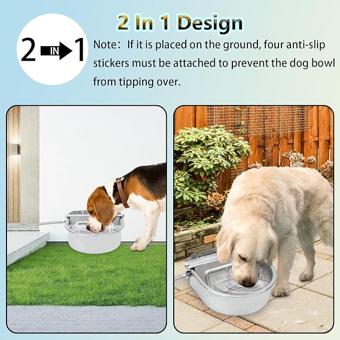 BWOGUE Automatic Water Dispenser for Dogs, 1 Gallon Outdoor Automatic Dog Water Bowl with Float Valve Stainless Steel Dispenser Fit 1/2'' and 3/4'' GHT Faucet for Dog Horse Chicken