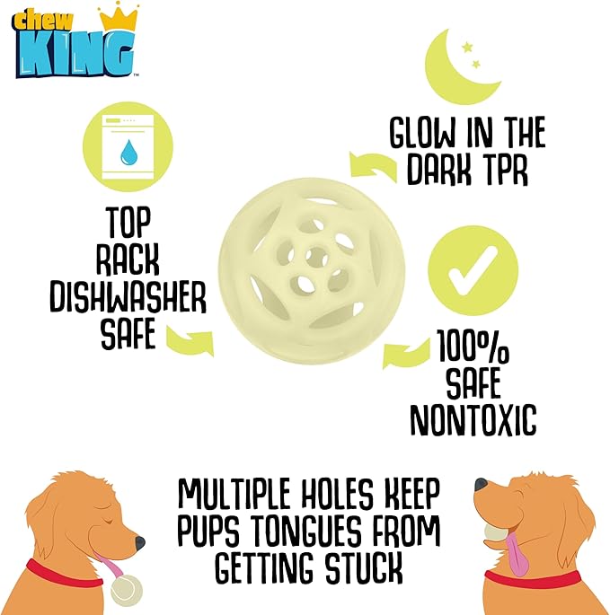 Chew King Glowing Fetch Ball, Dog Ball Toys, Large 2-Pack Lattice