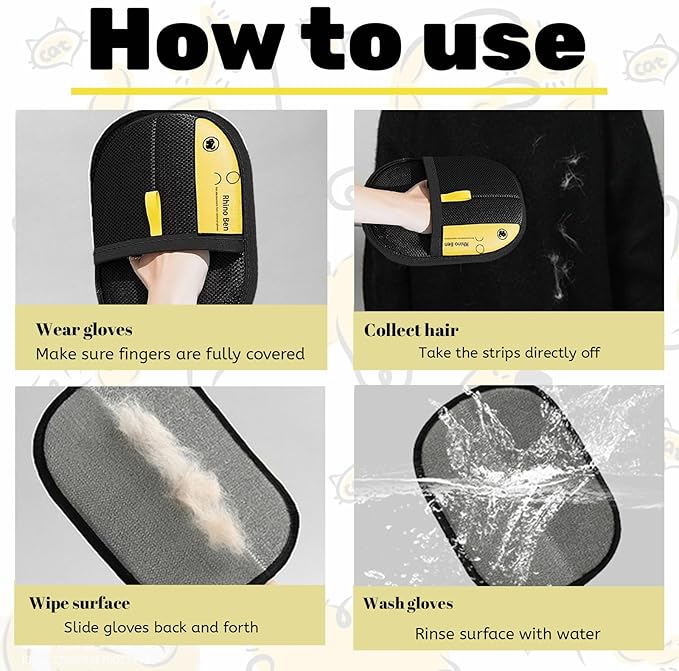 Pet Hair Remover, Brush Pet Hair, Pet Hair Removal Glove, Electrostatic Gloves Pet Hair Removal, Upgrade Reusable for Couch Furniture Carpet (3 PCS)