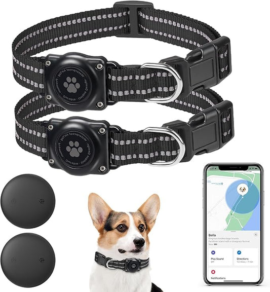GPS Tracker for Dogs (2 Pack), Mini GPS Cat Tracker, Smart Pet Activity Tracker (iOS Only), No Monthly Fee, Compatible with Apple Find My, Anti-Lost, Finder Tag for Vehicles/Pets/Kids/Items