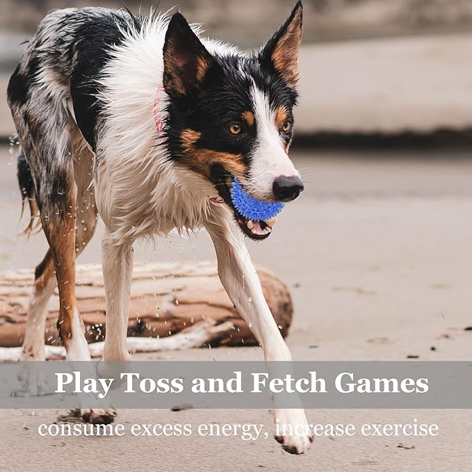 12pack Squeaky Dog Toys Spiky Dog Balls Cleans Teeth and Promotes Dental and Gum Health for Your Pet Squeaker Ball Toys for Aggressive Chewers (S 12PACK)