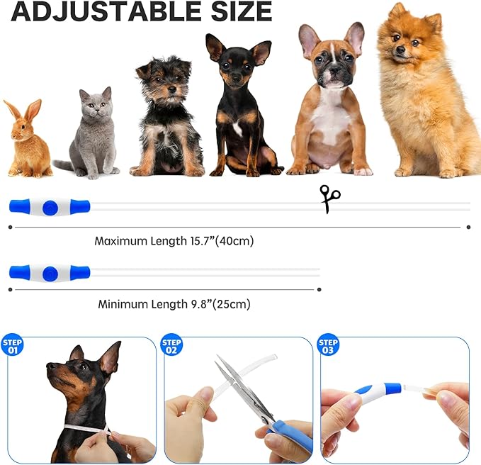 BSEEN Light Up Dog Collar, High Visibility LED Dog Collar Rechargeable- Rainproof TPU Cuttable Glowing Pet Collar for Small Dogs & Cats - Puppy Safety Lights for Night Walking (XS- Blue 40cm)