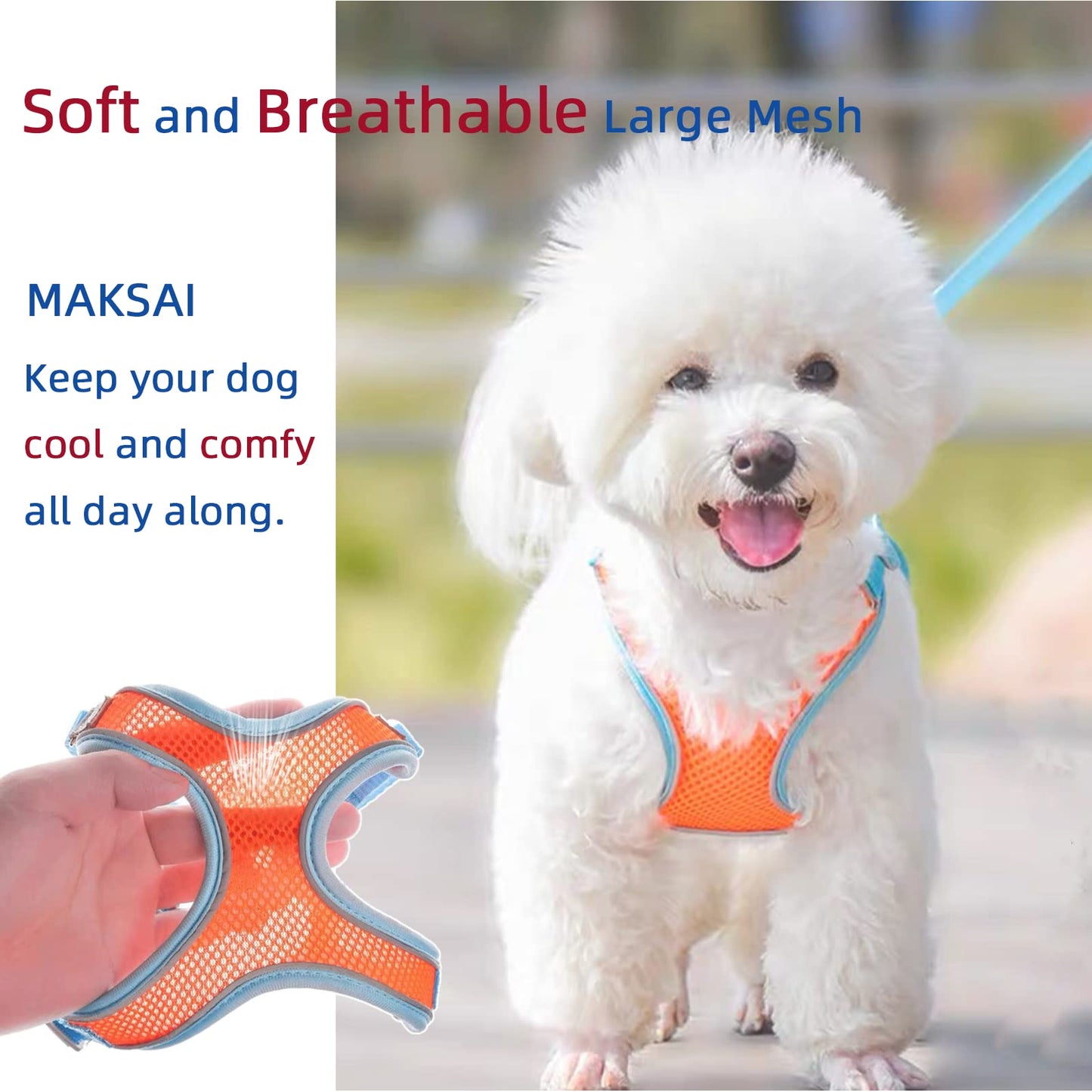 MAKASI Dog Harness No Pull with Leash Set, Reflective Pet Harness with Breathable Mesh Easy Control Front Clip for Small Medium Large Dogs (XX-Small, Grey)
