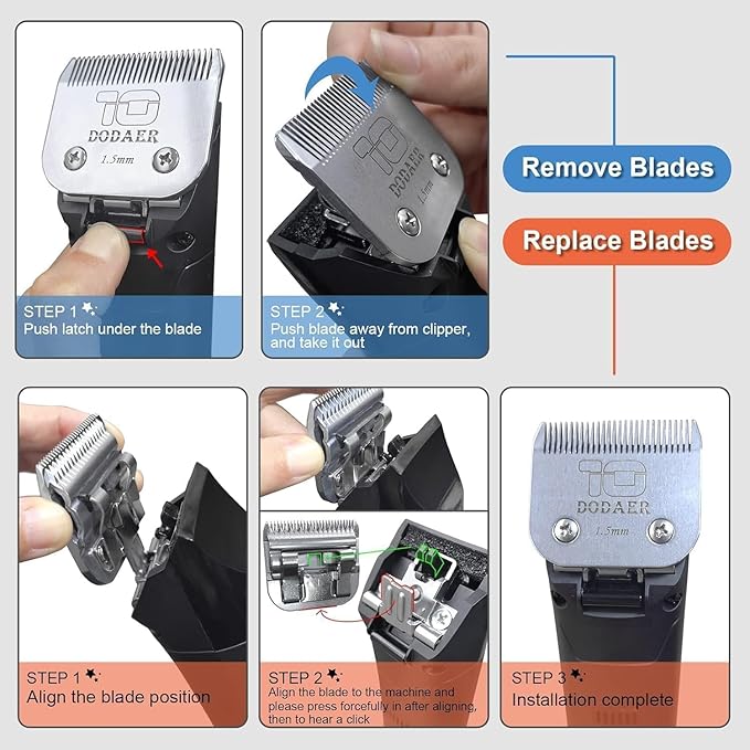 Detachable Pet Dog Grooming Blades of Stainless Steel,Compatible with Andis,Oster-A5,Wahl KM-10 Series,Size 10/30/40/7F/5F/4F/3F,7 Count