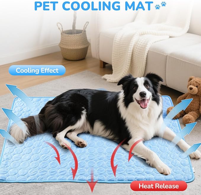 awrose Dog Cooling Mat, Summer Self Cool Pet Cooling Blanket for Dogs Cats, Easy Washable Foldable Dog Cool Pad for Crate, Bed, Floor, Car Seats, Lawns, Indoor, Outdoor