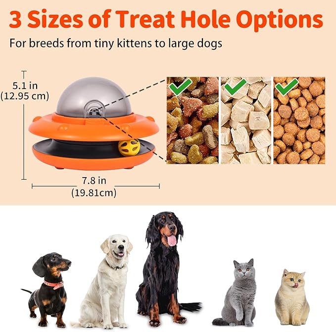 Interactive Dog & Cat Toys - Automatic Treat Puzzle with Remote Control for Cats & Dogs Food Dispensing, Pets Enrichment IQ Training Gift, Rechargeable Electronic Ball Track Toy Slow Feeder