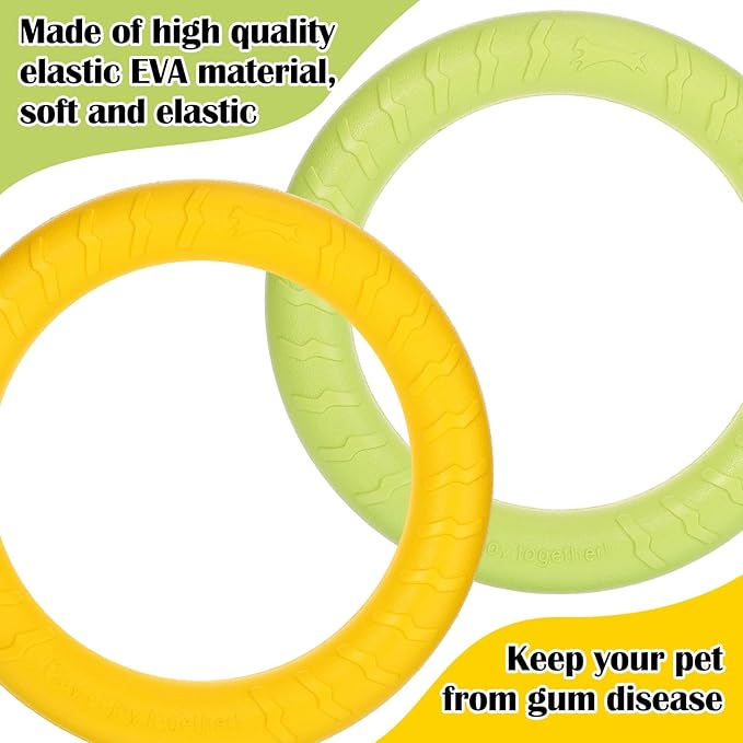 Liliful 4 Pcs Dog Rings Toy, Dog Training Ring Outdoor Flying Discs for Aggressive Small Medium Large Puppy Teeth Cleaning Fetch Chew Toys, 11 Inch, 4 Colors