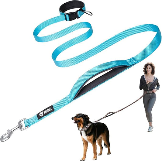 TSPRO Hands Free Dog Leash Adjustable Walking Running Dog Leash with Control Safety Padded Handle and Heavy Duty Clasp for Medium Large Dogs (Blue)