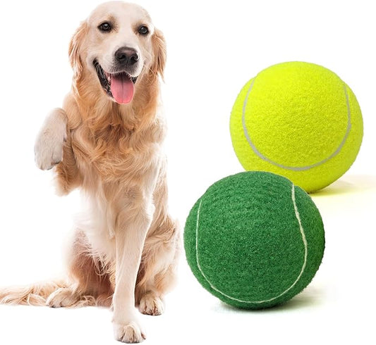 Tennis Ball Dog Toys 2 Pack - Giant 4-Inch Durable and Safe Fetch Tennis Ball for Dogs with Mesh Bag, Large Dog Tennis Balls Perfect for Indoor and Outdoor Interactive Play