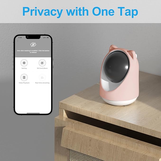 Indoor Camera, Cameras for Home Security,Home Cameras Indoor for Baby&Pet Monitoring,Night Vision,Smart Motion Tracking, Pan360° & Tilt 180°, 3MP Wi-Fi Two-Way Audio (Pink