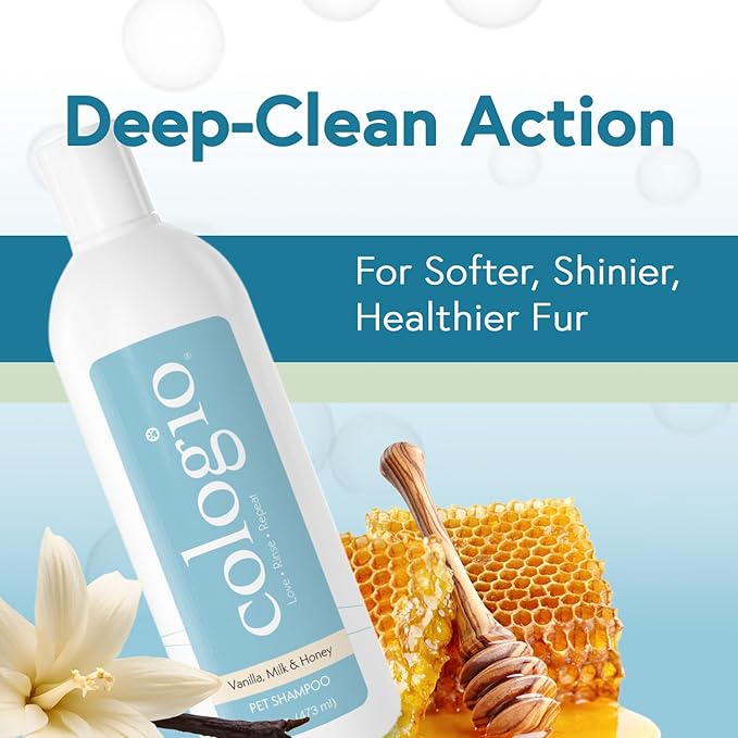 Moisturizing Dog Shampoo, Deodorizing Manuka Honey Vanilla Scented Pet Shampoo for Dogs, Made in USA Itchy Dry Skin Itch Relief Puppy Bath Soap for Sensitive Skin – Gentle, Cruelty-Free 16oz