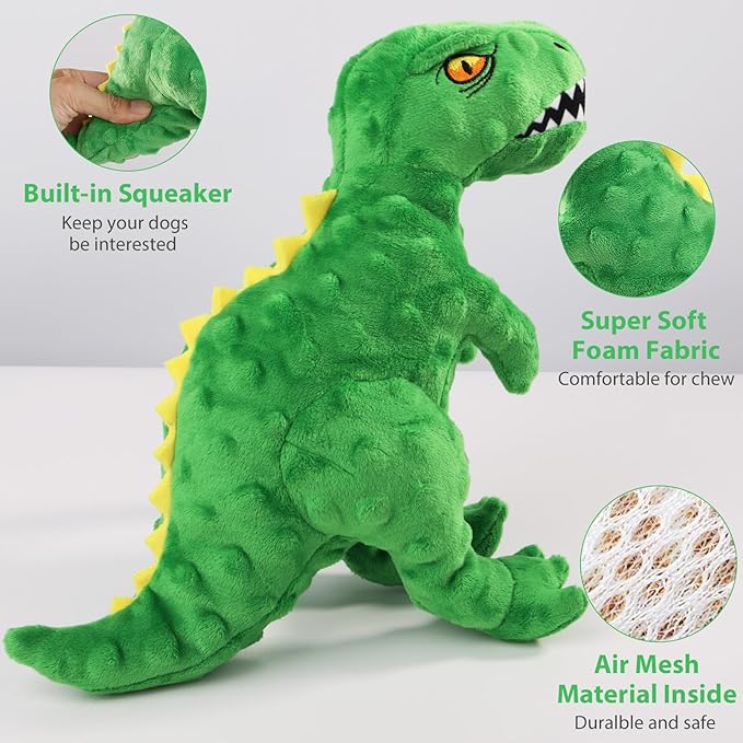 Dog Toys Cute Dinosaur Plush Toy for Large Dogs - Squeaky Interactive Stuffed Dog Chew Toy for Puppies, Pet Toys for Small to Large Breeds