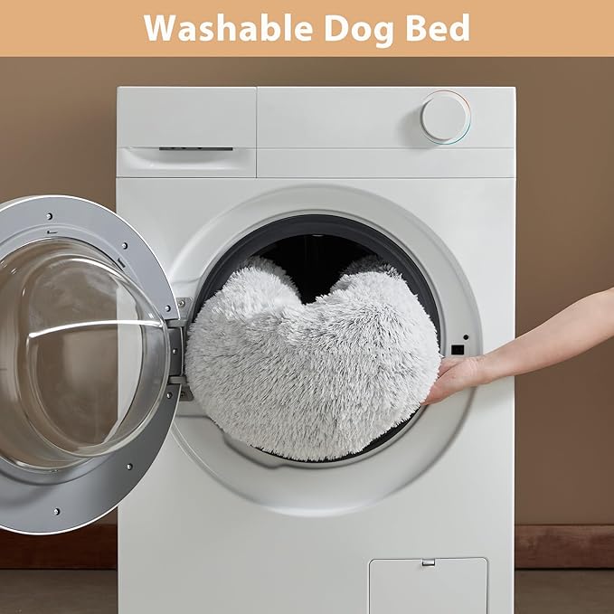 WNPETHOME Calming Dog Bed Cat Bed Donut, Faux Fur Pet Bed Self-Warming Donut Cuddler, Comfortable Round Plush Dog Beds (30 x 30 x 10 Inch, Light Grey)