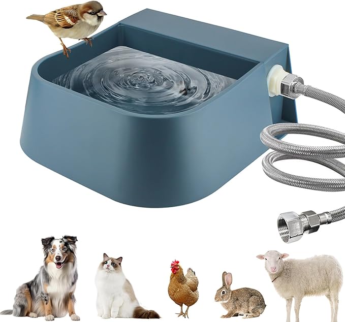 NAMSAN Automatic Dog Water Dispenser with Float Valve, 3/4'' Anti-Bite Metal Pipe, Outdoor Automatic Water Dispenser for Cats Chicken Animals, Goat Waterer, Livestock Water Trough