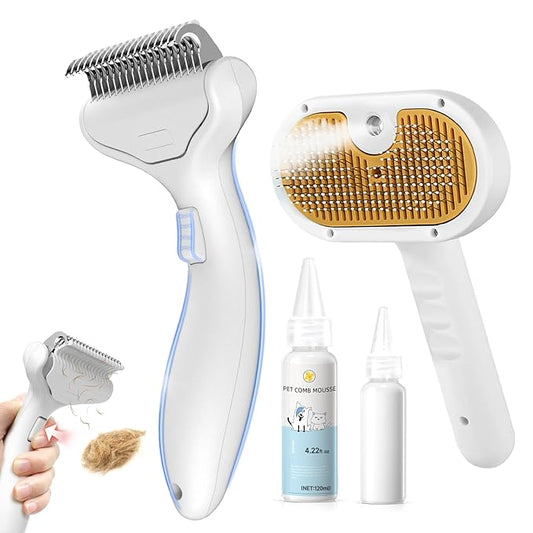 Undercoat Shedding Brush for Dogs & Cats – Professional Deshedding & Dematting Tool +Steam Brush+Waterless Shampoo