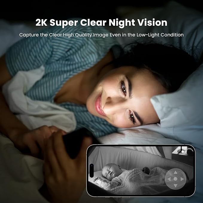 2 Pack 2K Indoor Security Camera Wireless, 360° Pan-Tilt Wi-Fi Pet/Baby Monitor with AI Motion Detection, Night Vision, Phone App, Cloud & SD Storage (5G/2.4G Hz)
