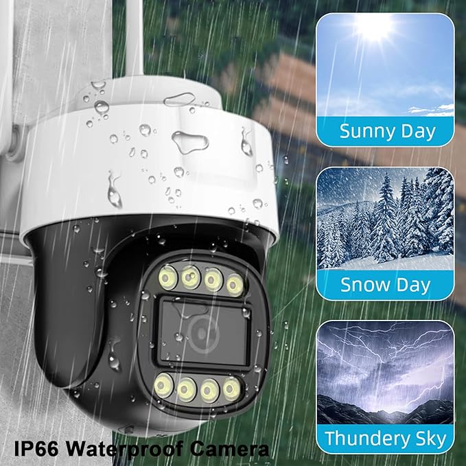 2K Outdoor Security Cameras, 3MP Pan-Tilt 360° View IP Surveillance Camera, 2.4G WiFi Dome Cameras for Home Security, Motion Detection and Siren, 2-Way Audio, Full Color Night Vision, Waterproof