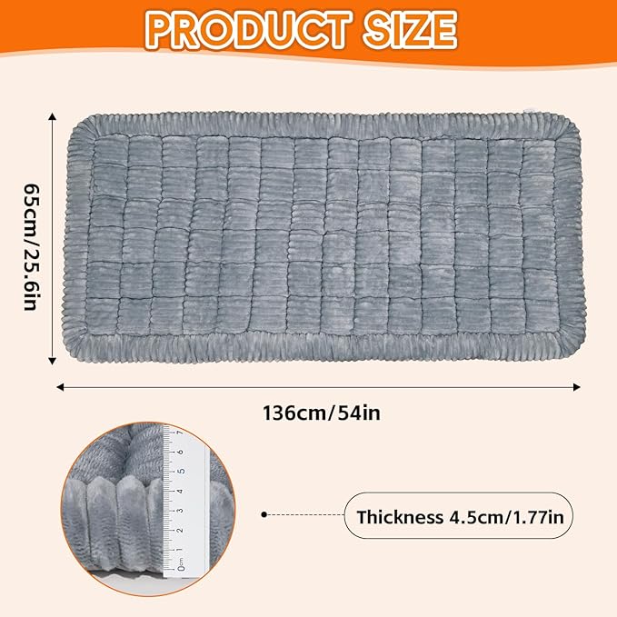 Dog Car Seat Cover for Back Seat, Dog Bed for Car, Non-Slip Travel Pet Mat, Fit for Backseat Extenders and Seat Protectors (Grey)