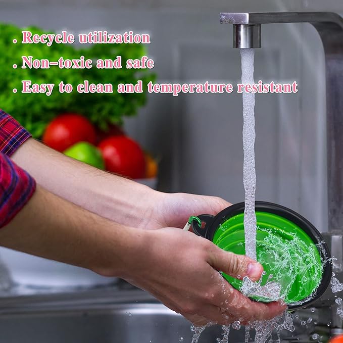 LAVAED 4 Pack Collapsible Dog Bowl Portable Foldable Travel Pets Bowls Cats Water Feeding Food Bowls Silicone Expandable Cup Dish Puppies for Walking Camping Outdoors with Carabiner Clip