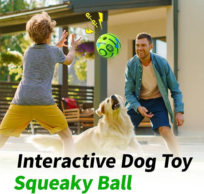 Giggle Ball for Dogs 2 Pack, Glowing Interactive Dog Toys Balls, Rolling Squeaky Toy for Large Medium Small Dogs, Fun Giggle Sounds Attract Attention When Rolled or Shaken - 3.14 inch